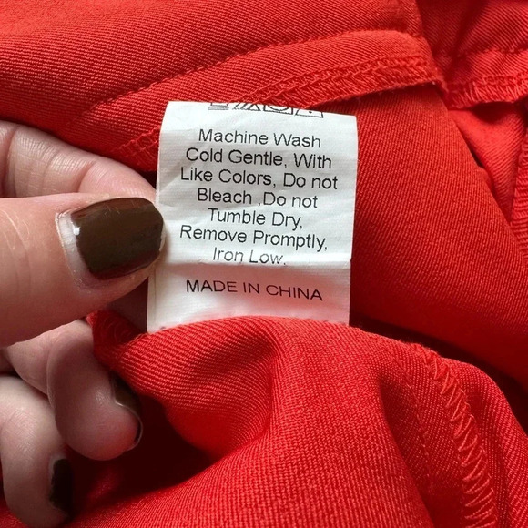 Women's Princess Polly Work Trousers Vibrant Red Orange Wide-Leg Pants Size 4 - Picture 5 of 5